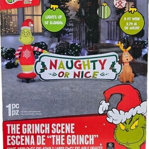 Gemmy Grinch Scene Holiday Decor - Red, Green, White